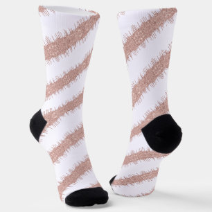 Spiral Rose Gold Glitter White Socks