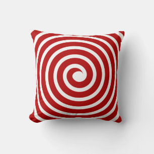 Spiral - Ruby Red on White Throw Pillow