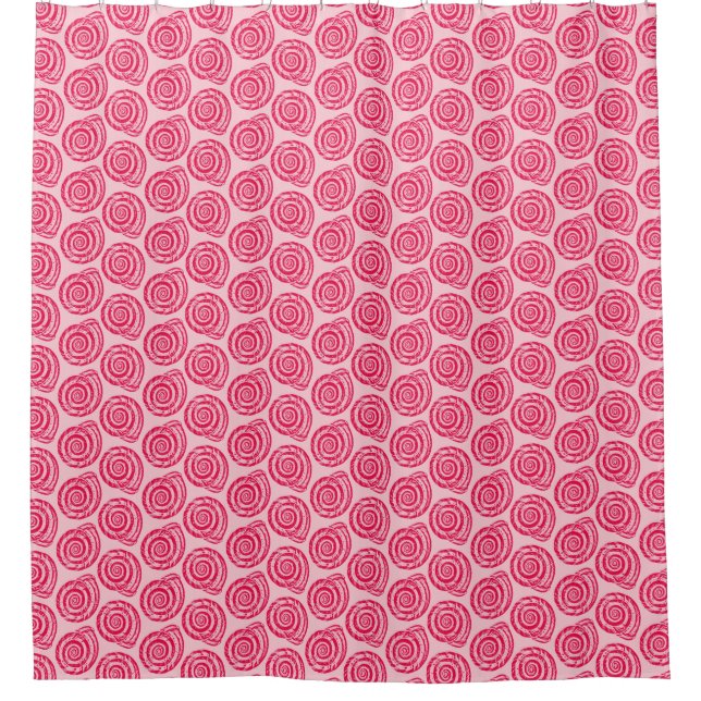Spiral Seashell Block Print, Coral Pink & Fuchsia (Front)