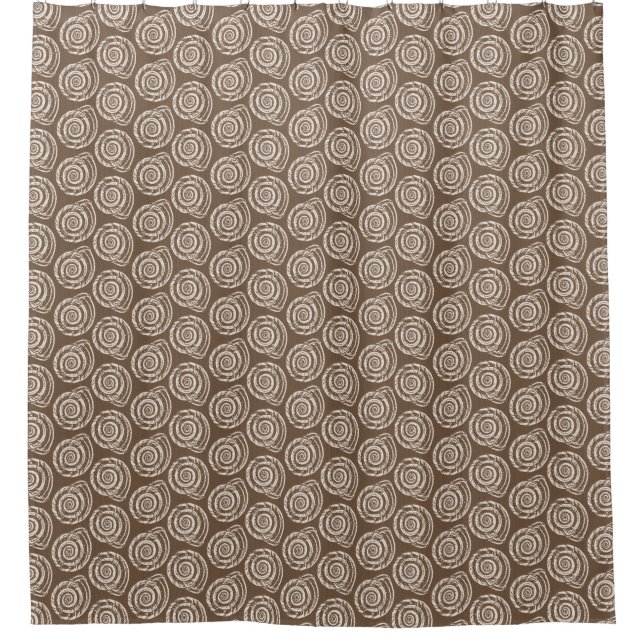 Spiral Seashell Block Print, Taupe Tan and Cream (Front)