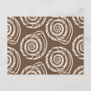 Spiral Seashell Block Print, Taupe Tan and Cream Postcard