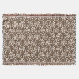 Spiral Seashell Block Print,Taupe Tan and Cream Throw Blanket