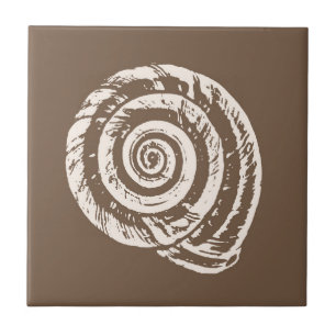 Spiral Seashell, Taupe Tan and Cream / Beige  Tile