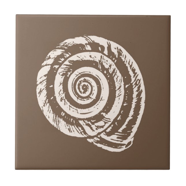 Spiral Seashell, Taupe Tan and Cream / Beige  Tile (Front)