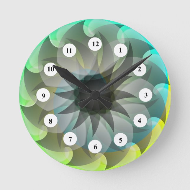Spiral Shark (Classic Face) by Kenneth Yoncich Round Clock (Front)