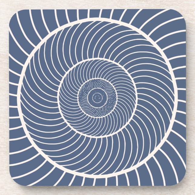 Spiral snail Fibonacci slate blue cream nautical Coaster (Front)