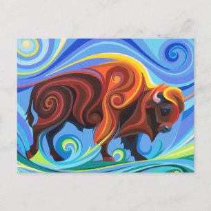 Spiral Spirl Buffalo Bison Carte postale Power Ani