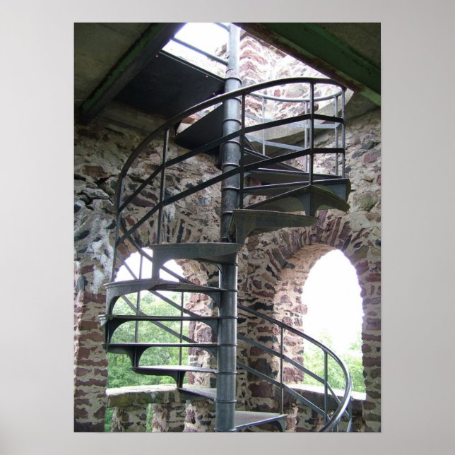 Spiral Staircase at Poet's Seat Tower in Mass. Poster (Front)
