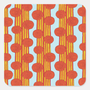 Spiral Stem: Hand Drawn Vintage Square Sticker