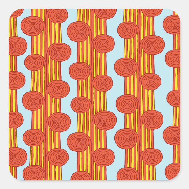 Spiral Stem: Hand Drawn Vintage Square Sticker (Front)