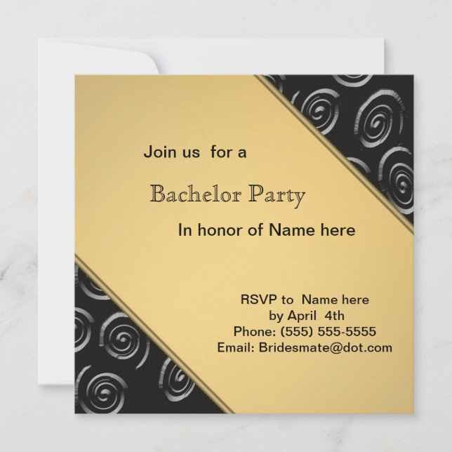 Spiral swirl bachelor party invitations (Front)