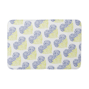 Spiral swirls mehandi heart Ukrainian flag colours Bath Mat
