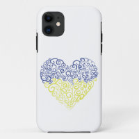 Spiral swirls mehandi heart Ukrainian flag colours