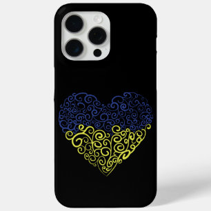 Spiral swirls mehandi heart Ukrainian flag colours iPhone 15 Pro Max Case