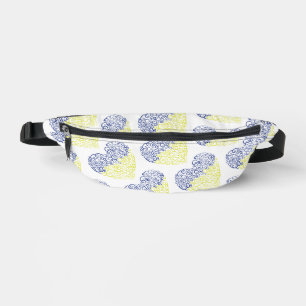 Spiral swirls mehandi heart Ukrainian flag colours Fanny Pack
