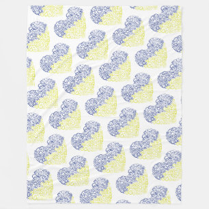 Spiral swirls mehandi heart Ukrainian flag colours Fleece Blanket