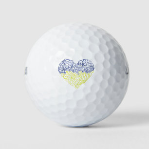 Spiral swirls mehandi heart Ukrainian flag colours Golf Balls
