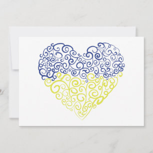 Spiral swirls mehandi heart Ukrainian flag colours Holiday Card