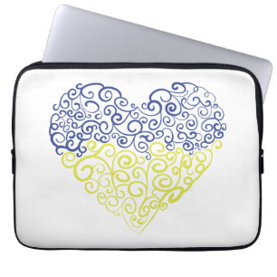 Spiral swirls mehandi heart Ukrainian flag colours Laptop Sleeve