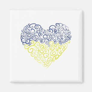 Spiral swirls mehandi heart Ukrainian flag colours Magnet