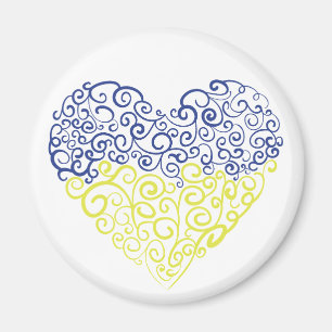 Spiral swirls mehandi heart Ukrainian flag colours Magnet