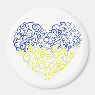 Spiral swirls mehandi heart Ukrainian flag colours Magnet
