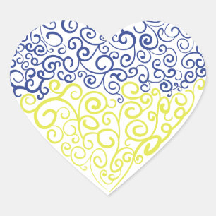 Spiral swirls mehandi heart Ukrainian flag colours Sticker