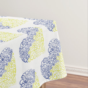 Spiral swirls mehandi heart Ukrainian flag colours Tablecloth