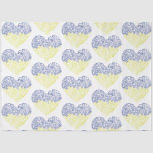 Spiral swirls mehandi heart Ukrainian flag colours Tissue Paper