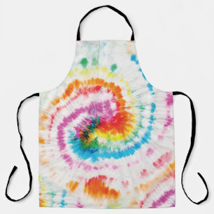 Spiral tie-dye, rainbow swirl pattern apron