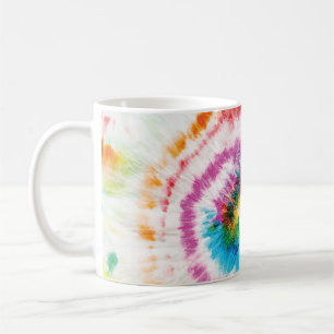 Spiral tie-dye, rainbow swirl pattern coffee mug