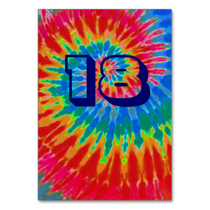 Spiral Tie Dye Wedding Table Eighteen Table Number