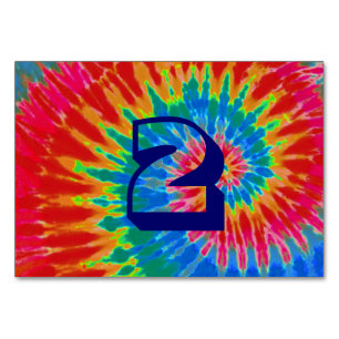 Spiral Tie Dye Wedding Table Number