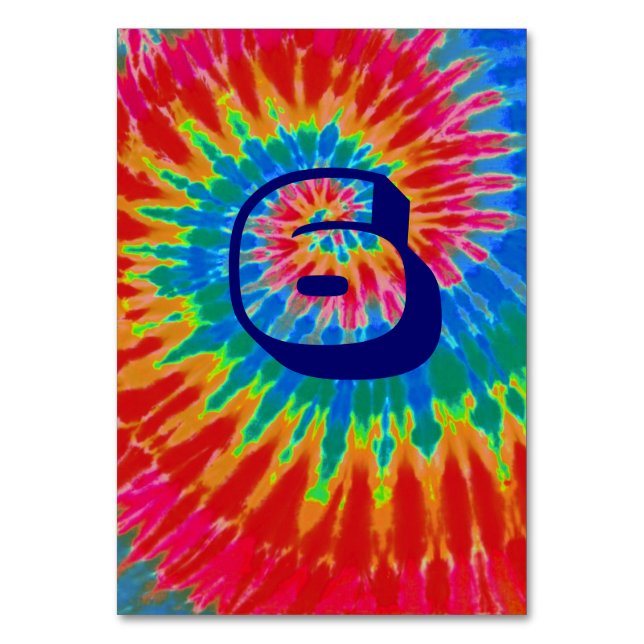 Spiral Tie Dye Wedding Table Six Number (Front)
