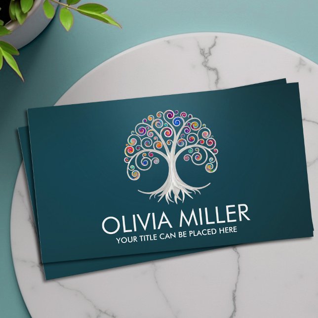 Spiral Tree of Life -  colour swirl foliage Business Card (Creator Uploaded)