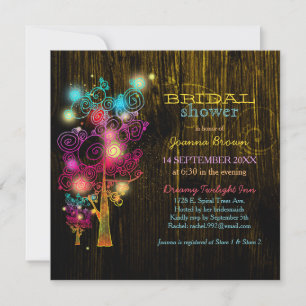 Spiral Trees Rustic Country Bridal Shower Invitation
