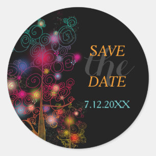 Spiral Trees Wedding Save the Date Classic Round Sticker