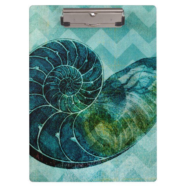Spiral Turquoise Conch Shell Clipboard (Front)