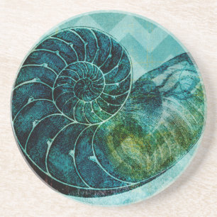 Spiral Turquoise Conch Shell Coaster
