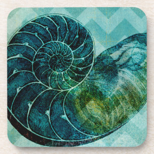 Spiral Turquoise Conch Shell Coaster