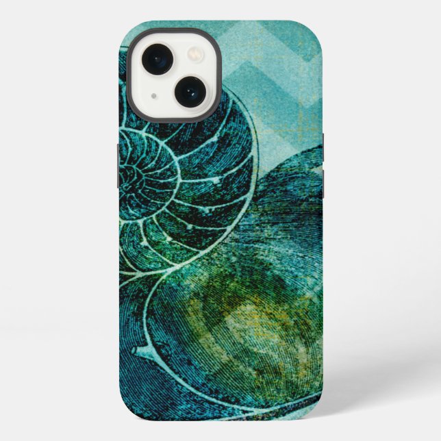 Spiral Turquoise Conch Shell iPhone Case (Back)