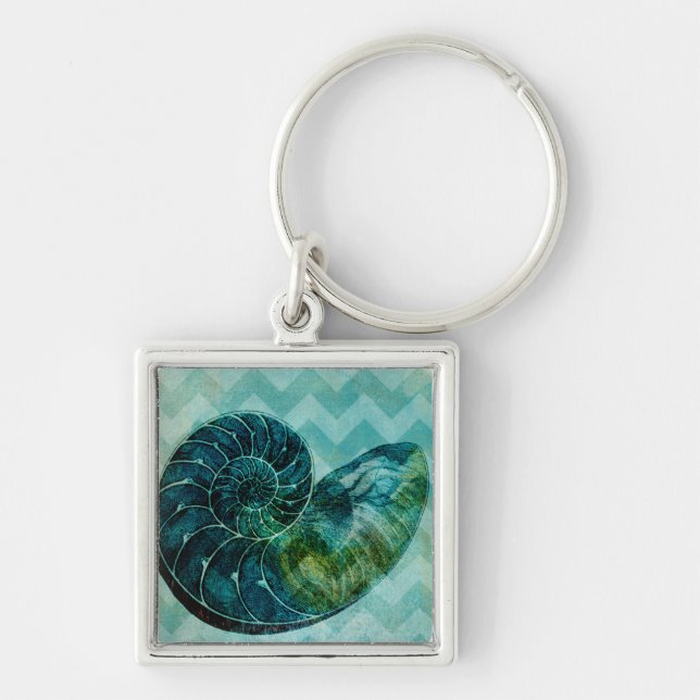 Spiral Turquoise Conch Shell Keychain (Front)
