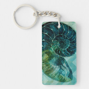 Spiral Turquoise Conch Shell Keychain