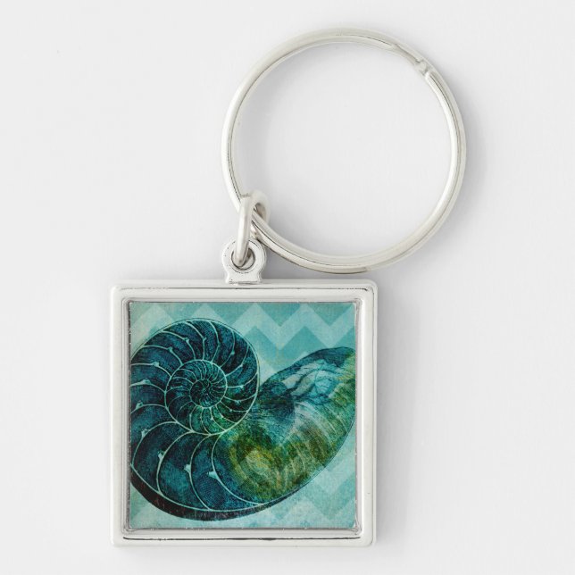 Spiral Turquoise Conch Shell Keychain (Front)