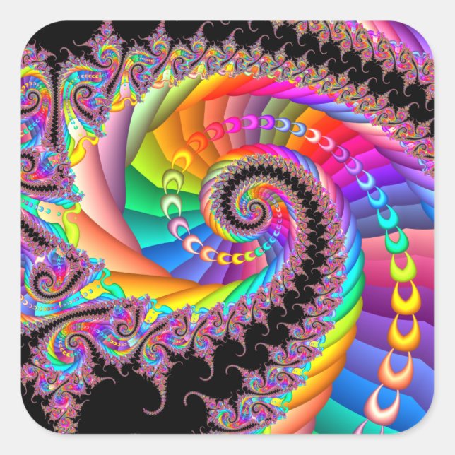 Spiral Twist Fractal Square Sticker (Front)