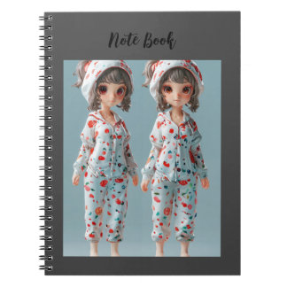 Spiral two Pretty Cartoon style girls  Notebook
