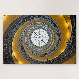 Spiral Vatican Art Stairway Blue Yellow Puzzle