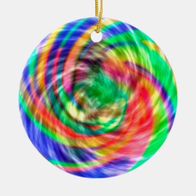Spiral Vibes Tie Dye Christmas Ornament (Front)