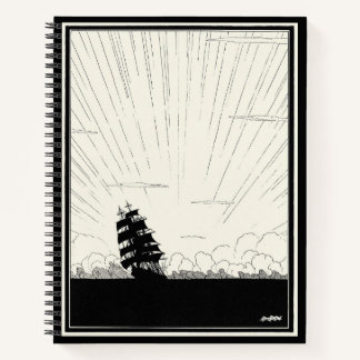 Spiral Vintage Pirate Ship Illustration Notebook