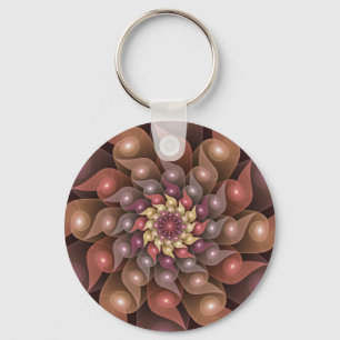 Spiral Wings, Modern Abstract Colourful Fractal Ar Keychain
